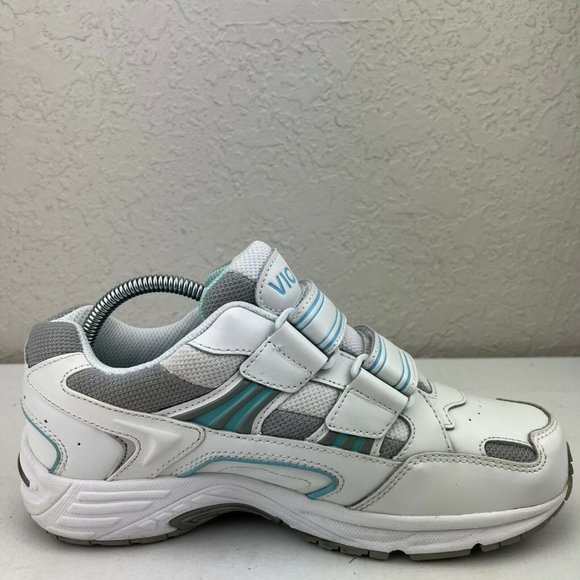 Vionic Tabi Leather Womens Hook & Loop White Blue Walking Sneakers Size 7.5 Wide - Picture 6 of 10
